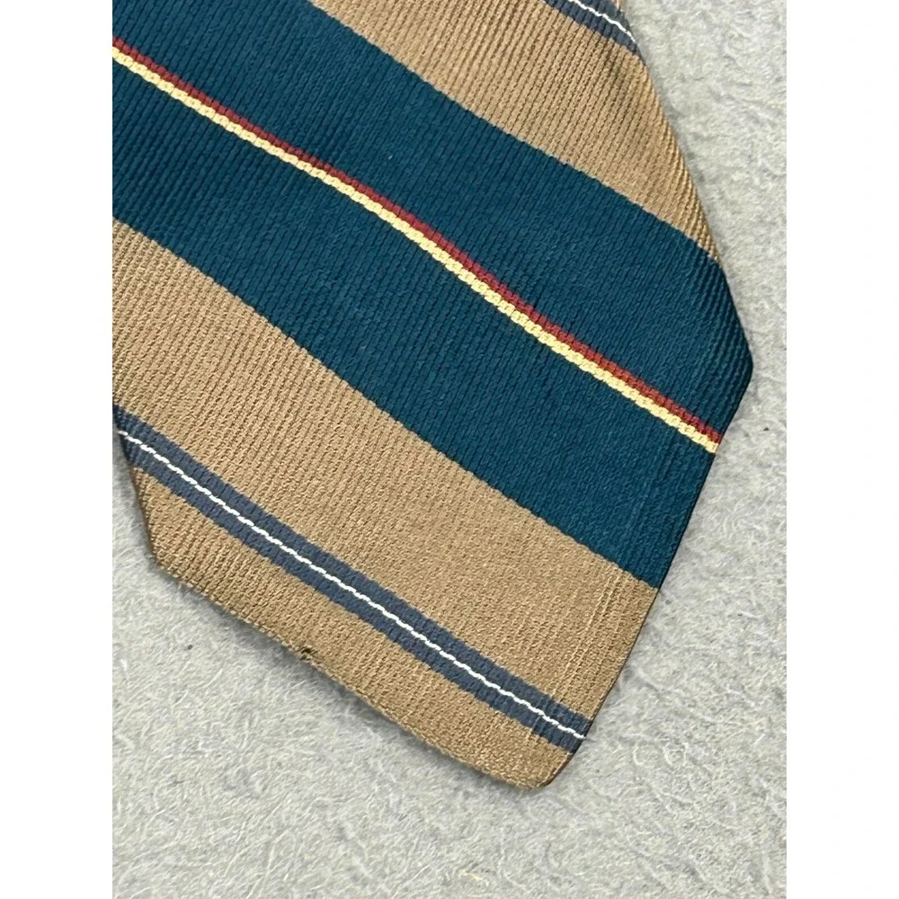 Robert Talbott Tie Mens H. Davis‎ & Sons 100% Silk Hand Sewn Teal Tan Stripped